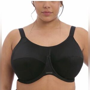 Elomi Energize Black Supportive Sports Bra Size 36HH UK Sizing